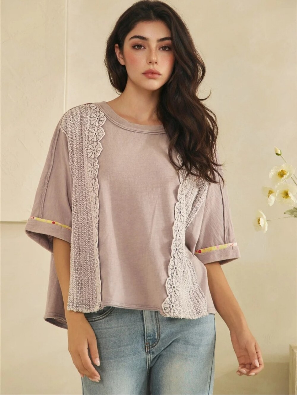 #1740 Oli & Hali Lavender Lace Meadow Top